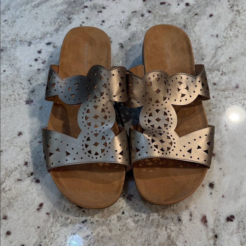 Easy Spirit Women's Leather Sandals in Metallic Bronze